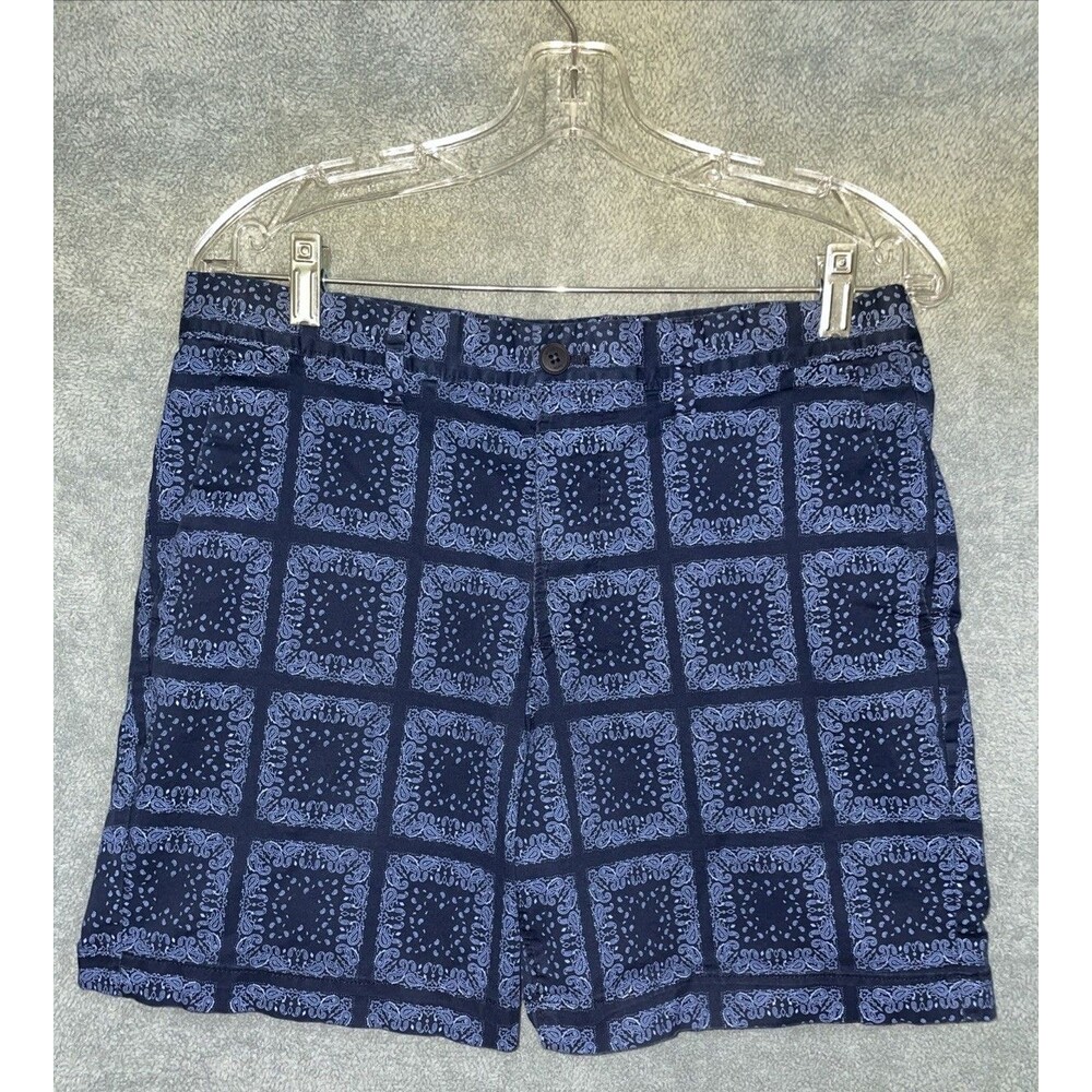 Michael Kors Shorts Womens 31 Blue Chino Paisley Bandana Summer Preppy Cotton